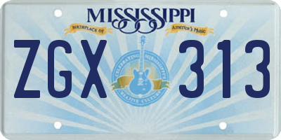 MS license plate ZGX313