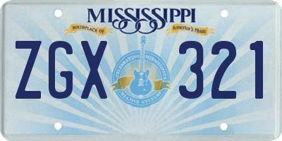 MS license plate ZGX321