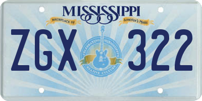 MS license plate ZGX322