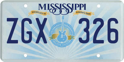 MS license plate ZGX326