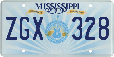 MS license plate ZGX328