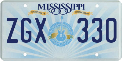 MS license plate ZGX330