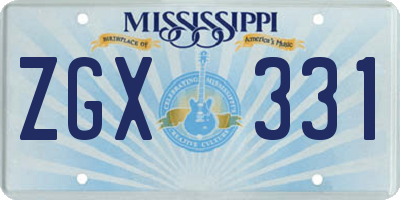 MS license plate ZGX331