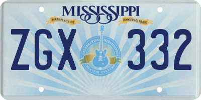MS license plate ZGX332