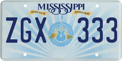 MS license plate ZGX333