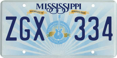 MS license plate ZGX334