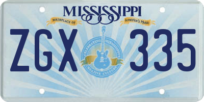 MS license plate ZGX335