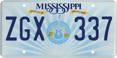 MS license plate ZGX337