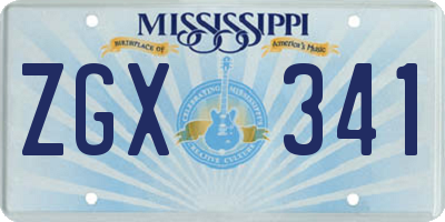 MS license plate ZGX341