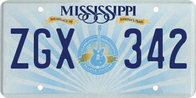 MS license plate ZGX342