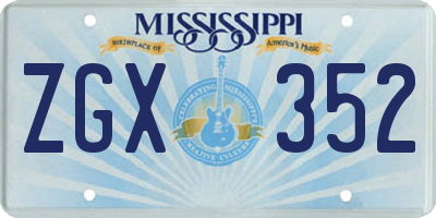 MS license plate ZGX352