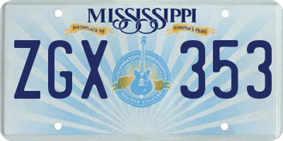 MS license plate ZGX353