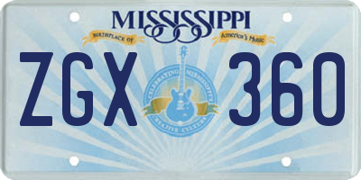 MS license plate ZGX360