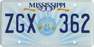 MS license plate ZGX362
