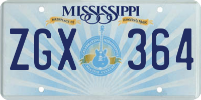 MS license plate ZGX364