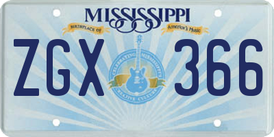 MS license plate ZGX366