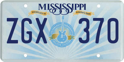 MS license plate ZGX370
