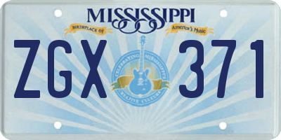 MS license plate ZGX371