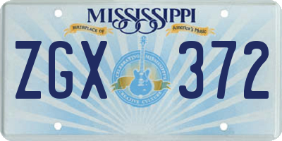 MS license plate ZGX372