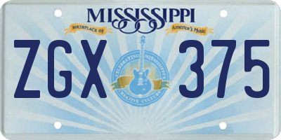 MS license plate ZGX375