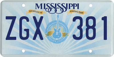 MS license plate ZGX381