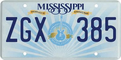 MS license plate ZGX385