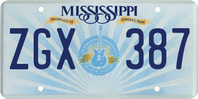 MS license plate ZGX387