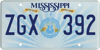MS license plate ZGX392