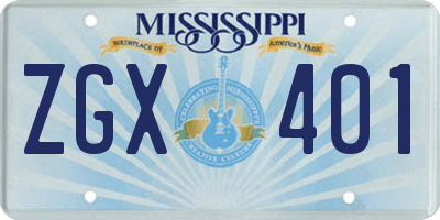 MS license plate ZGX401