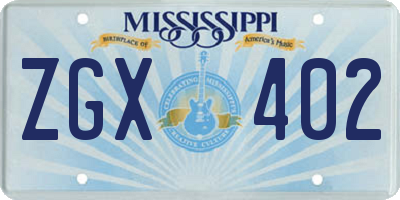 MS license plate ZGX402