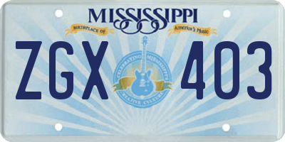 MS license plate ZGX403