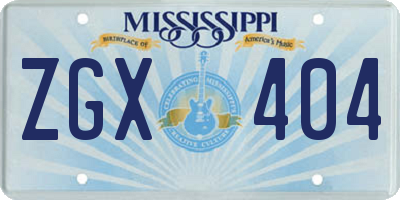 MS license plate ZGX404
