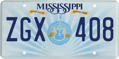MS license plate ZGX408