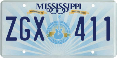 MS license plate ZGX411