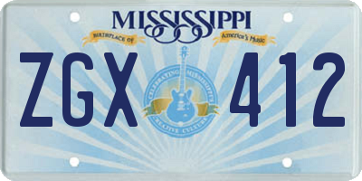 MS license plate ZGX412