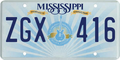 MS license plate ZGX416