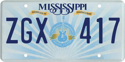MS license plate ZGX417