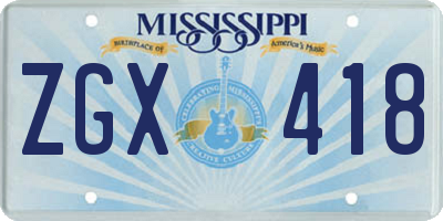 MS license plate ZGX418
