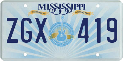MS license plate ZGX419