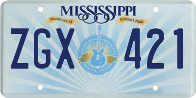 MS license plate ZGX421