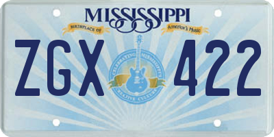 MS license plate ZGX422