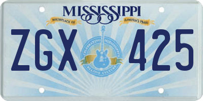 MS license plate ZGX425
