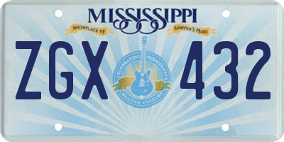 MS license plate ZGX432