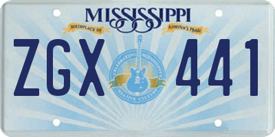 MS license plate ZGX441
