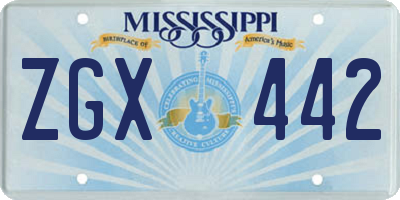 MS license plate ZGX442