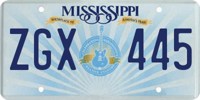 MS license plate ZGX445