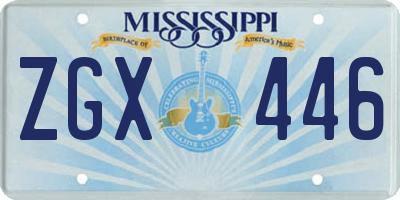 MS license plate ZGX446
