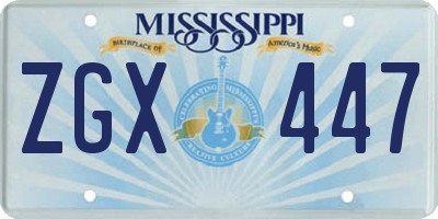 MS license plate ZGX447
