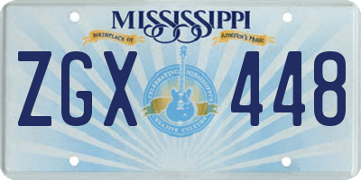 MS license plate ZGX448