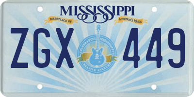 MS license plate ZGX449